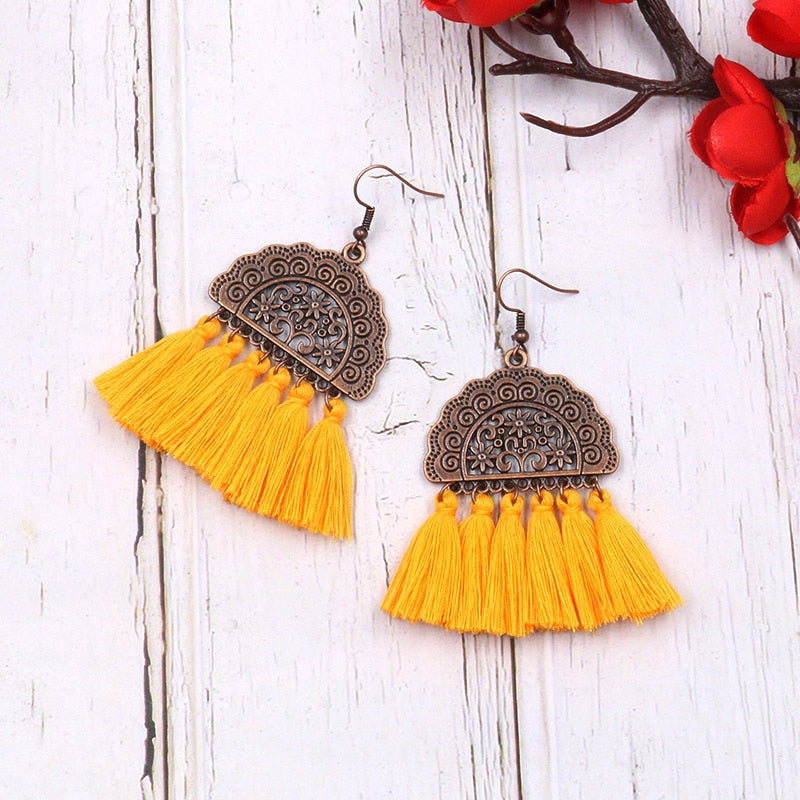 Vintage Ethnic Long Tassel Earrings