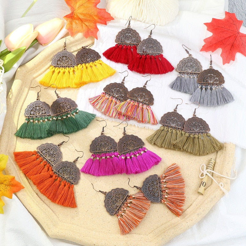 Vintage Ethnic Long Tassel Earrings