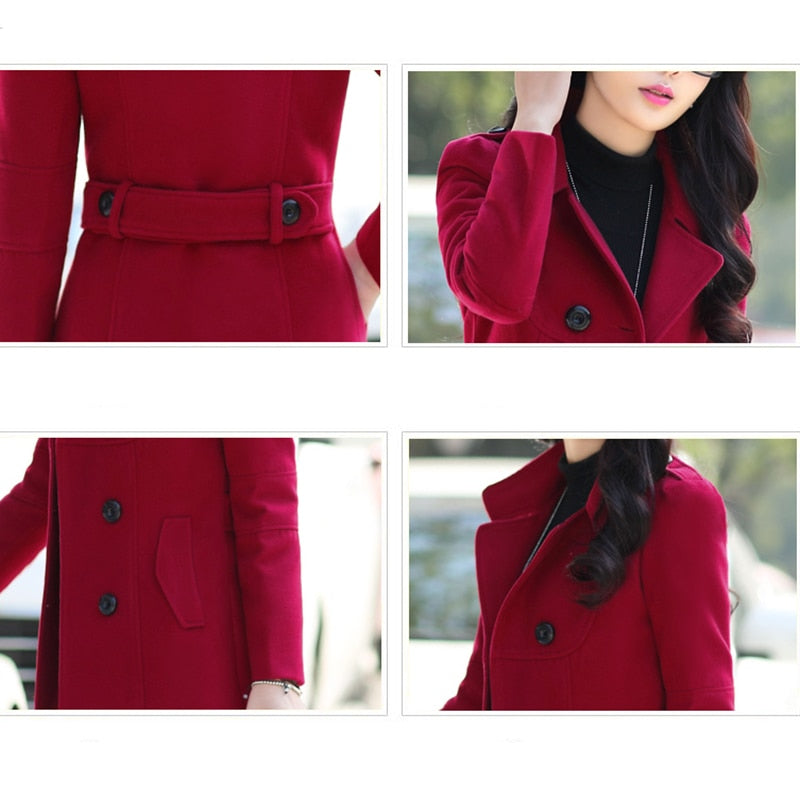 Elegant Office Solid Long Trench Coat