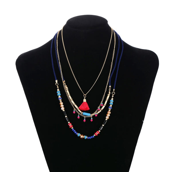 Multi Color Layer Bead Necklace