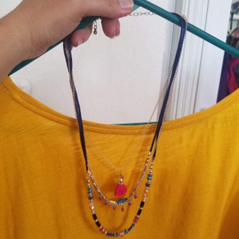 Multi Color Layer Bead Necklace