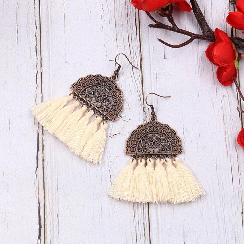 Vintage Ethnic Long Tassel Earrings