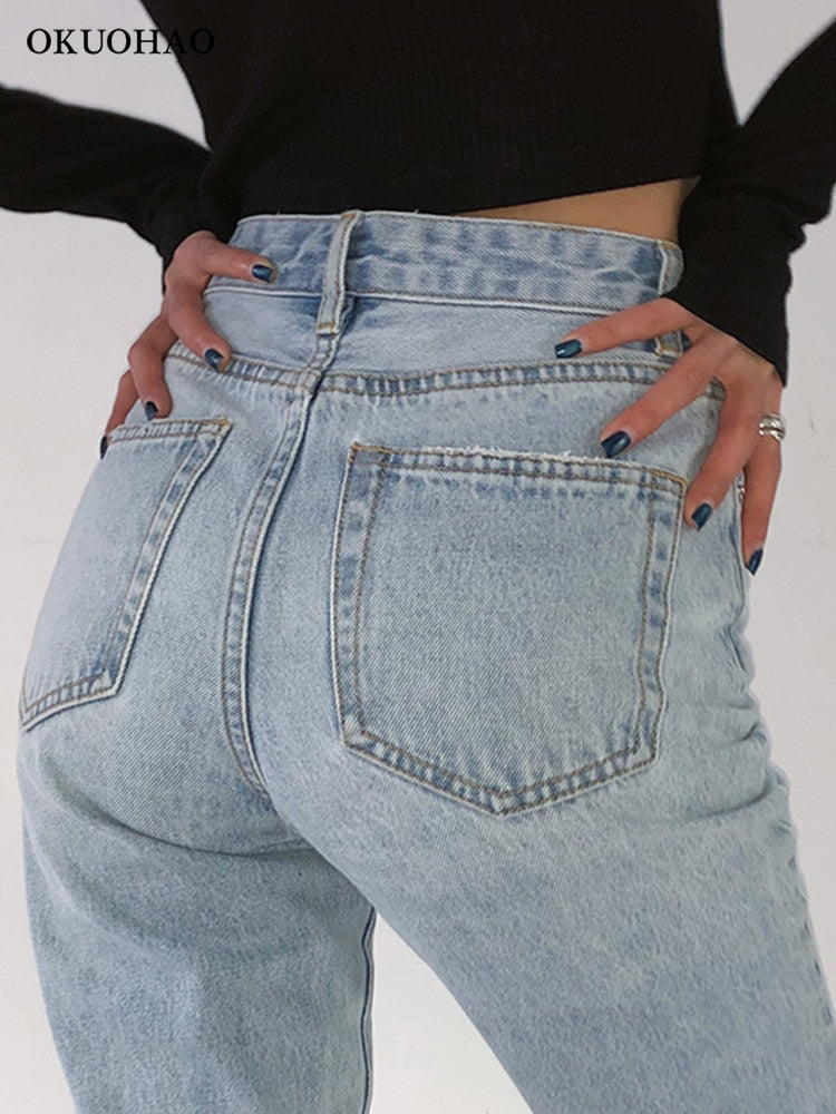 High Waist Boyfriend Jeans