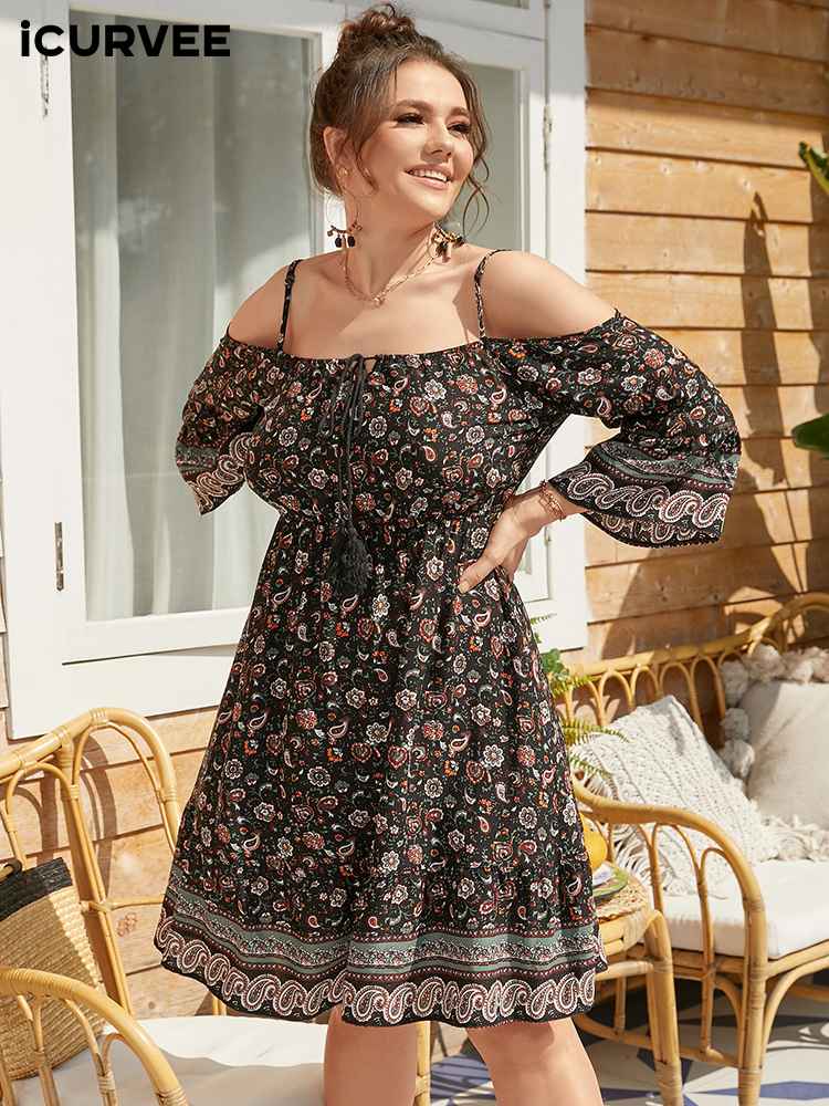 Off Shoulder Printed Bohemian Summer Sundress