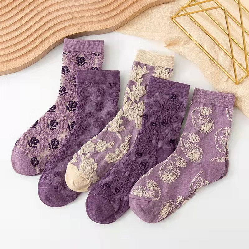 Retro Harajuku Embroidered Women Socks