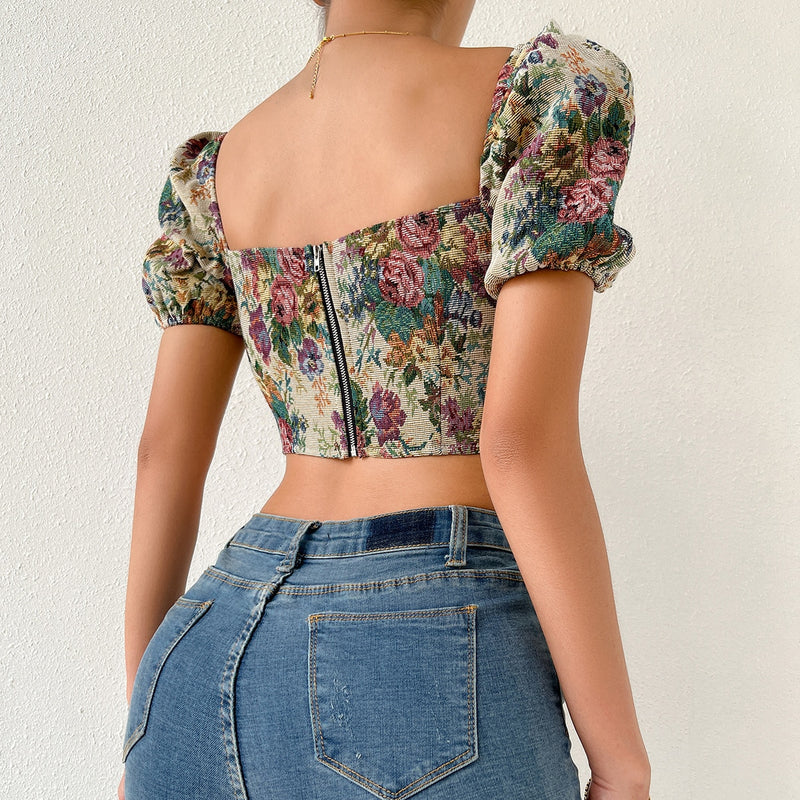 Elegant Square Collar Crop Top