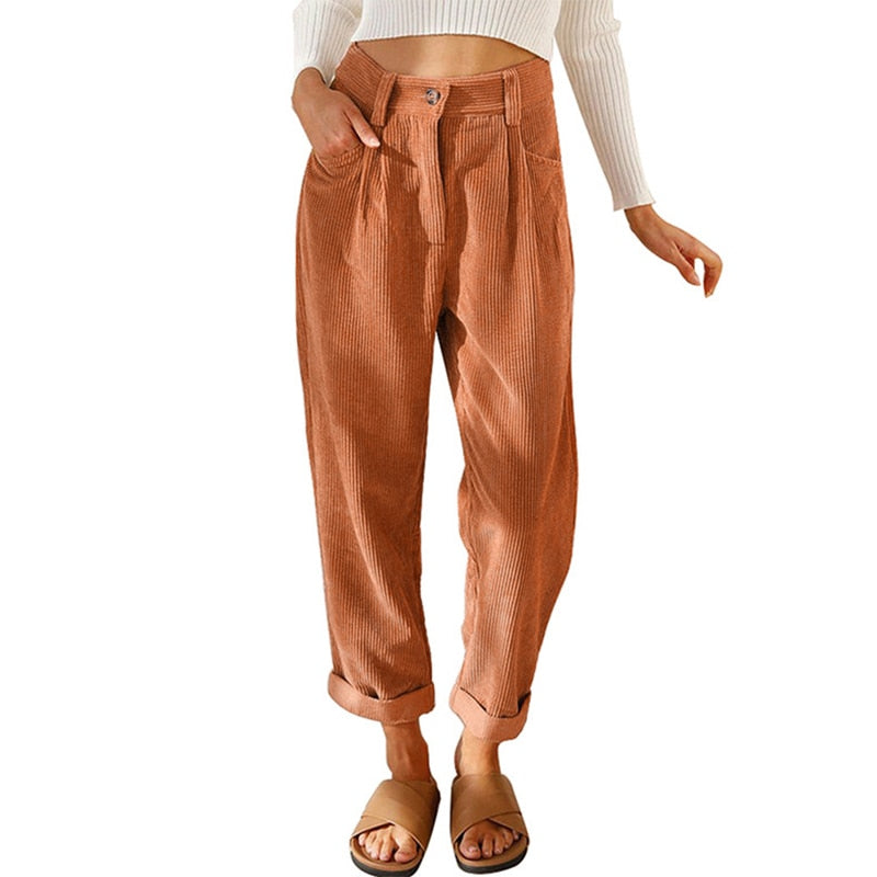 Loose Casual Corduroy Straight Pants