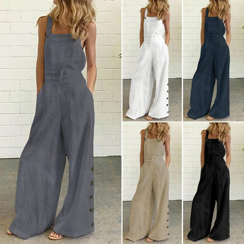 Wide Leg Side Button Jumpsuit