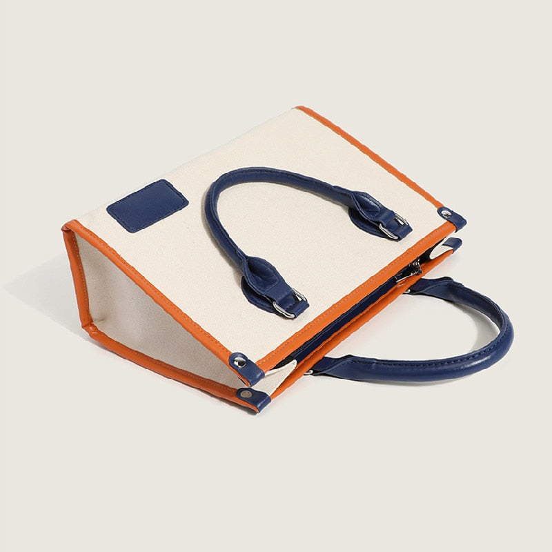 Summer Color Block Canvas Bag