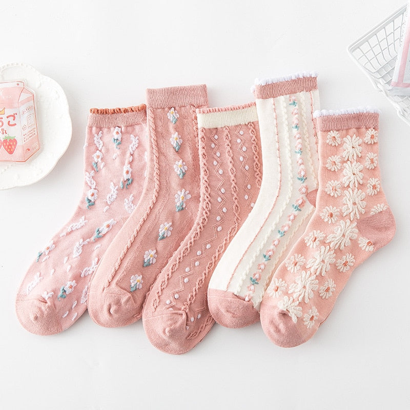 Retro Harajuku Embroidered Women Socks