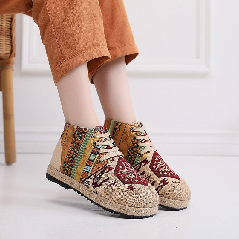 Linen Canvas Lace Up Shoes