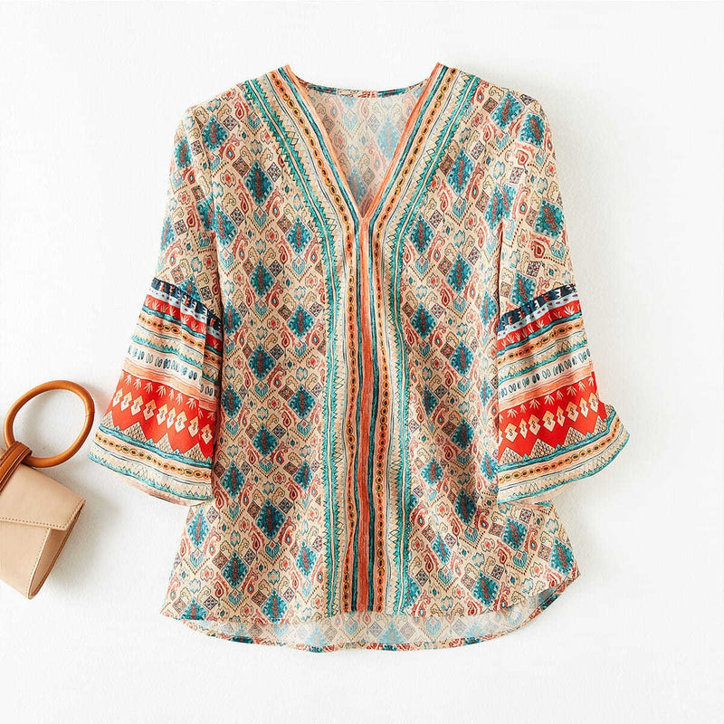 Casual Flare Sleeve Summer Blouse