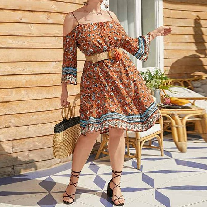 Off Shoulder Printed Bohemian Summer Sundress