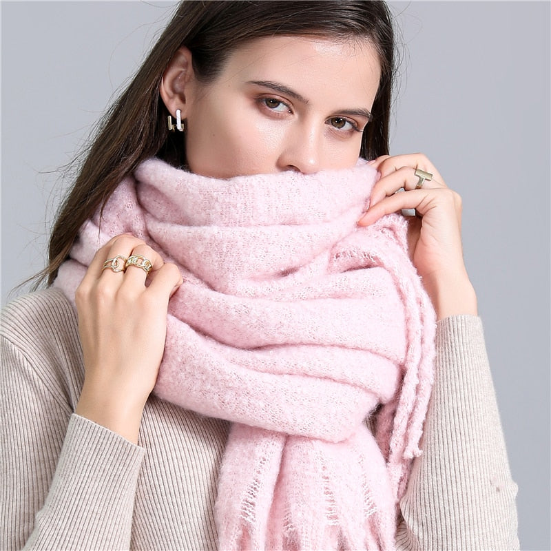 Plain Tassel Wool Scarf