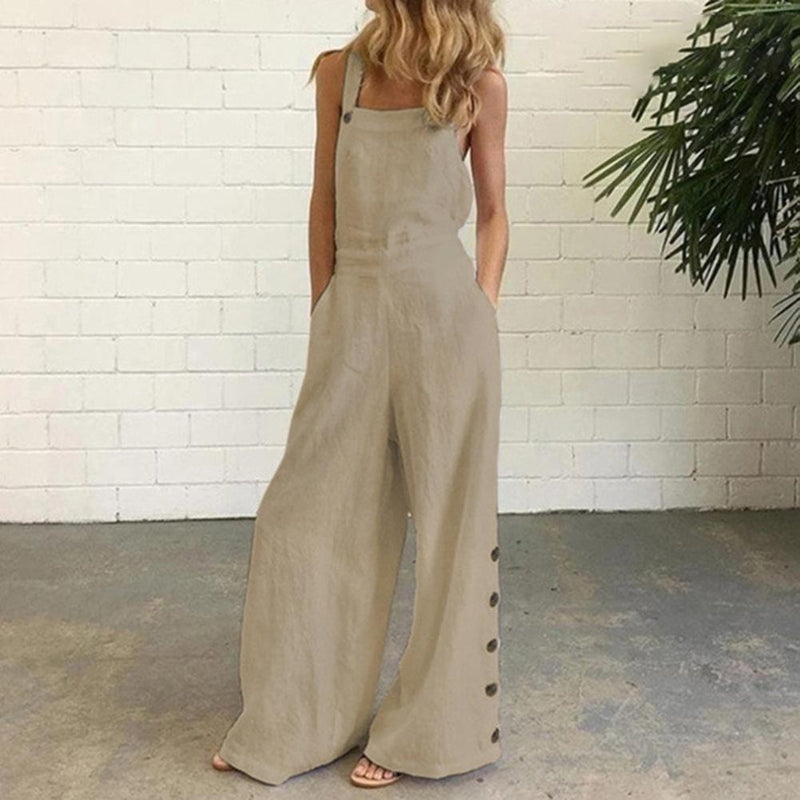 Wide Leg Side Button Jumpsuit