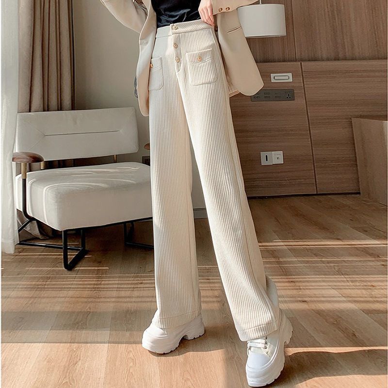 High Waist Straight Corduroy Pants