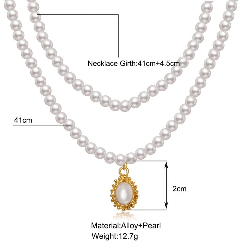 Retro Baroque Style Pearl Pendant Necklace