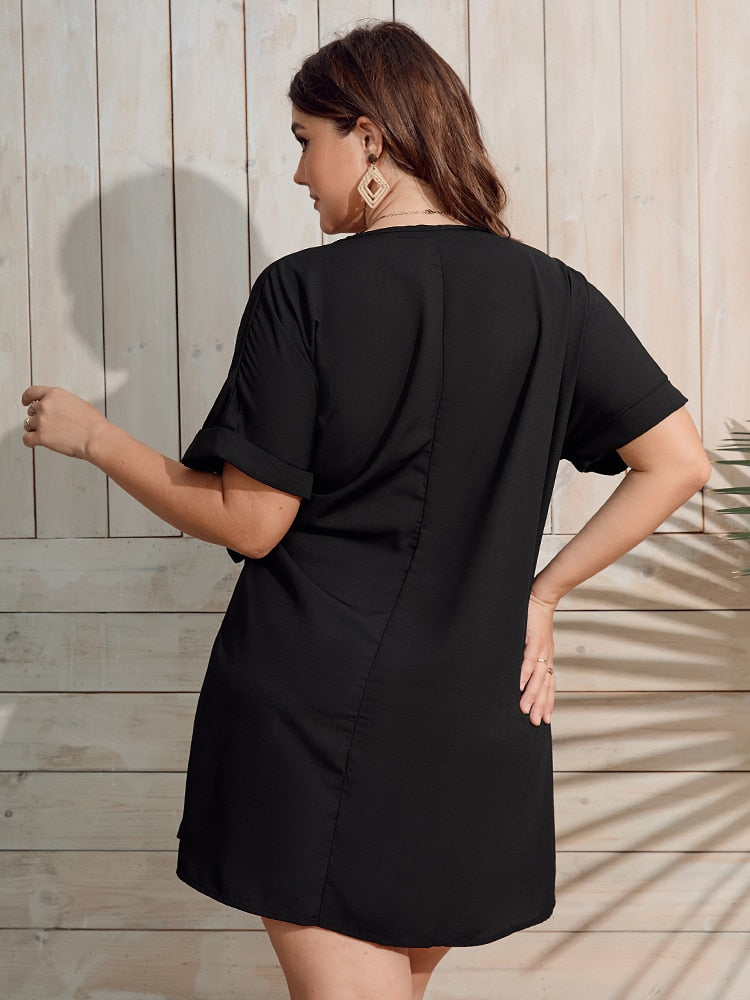 Front Tie Batwing Sleeve Dress