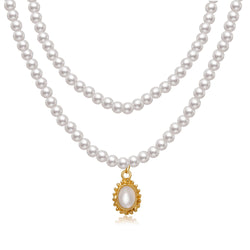 Retro Baroque Style Pearl Pendant Necklace