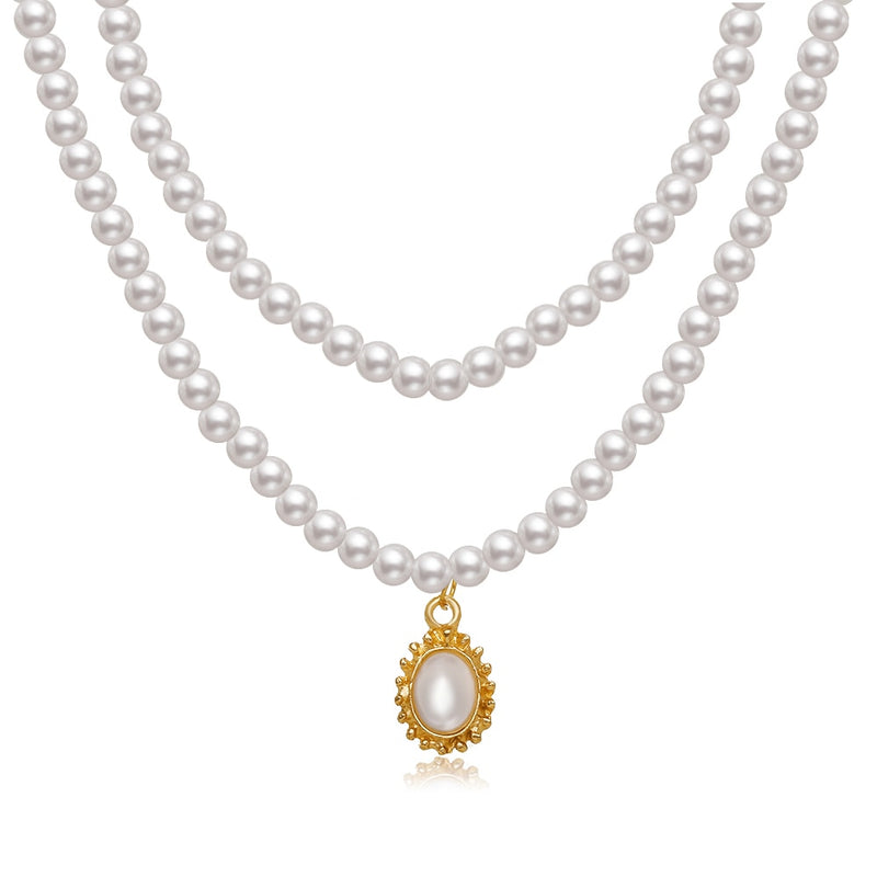 Retro Baroque Style Pearl Pendant Necklace