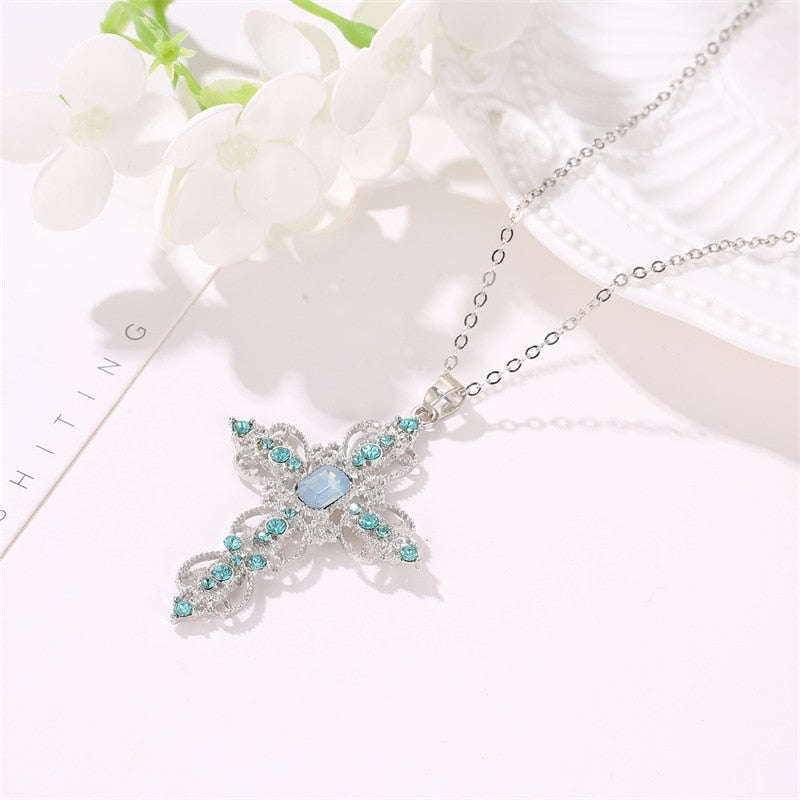 Summer Gemstone Cross Necklace