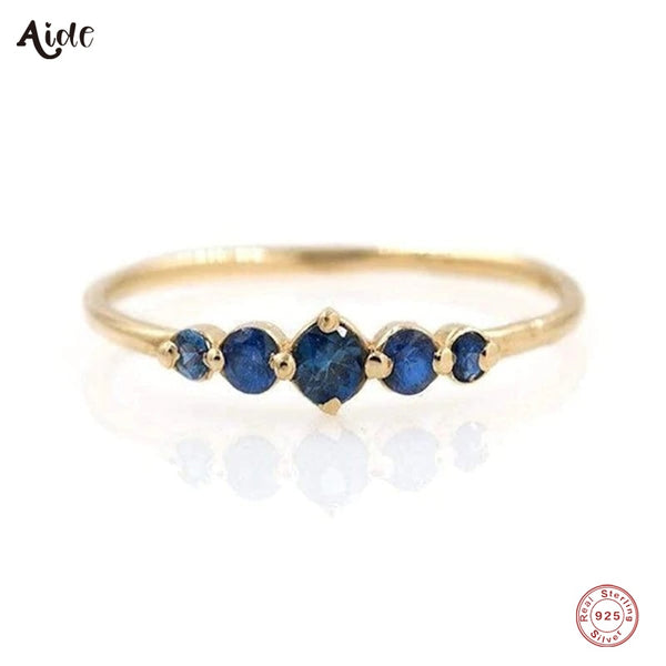 Blue Round Zircon Ring