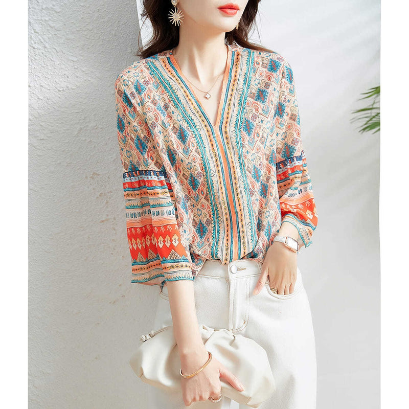 Casual Flare Sleeve Summer Blouse