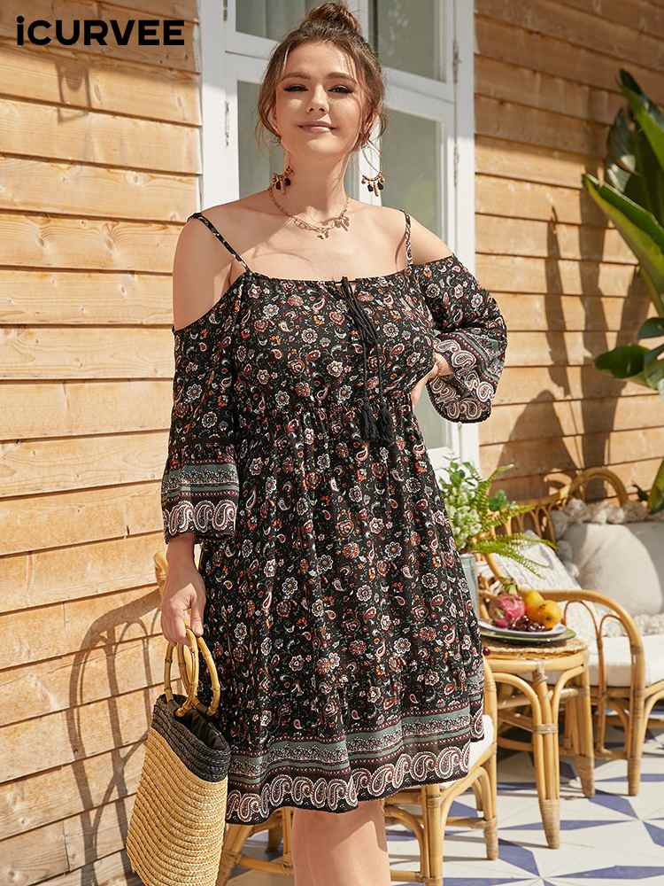 Off Shoulder Printed Bohemian Summer Sundress