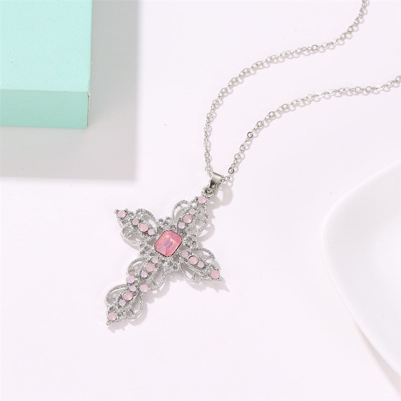 Summer Gemstone Cross Necklace